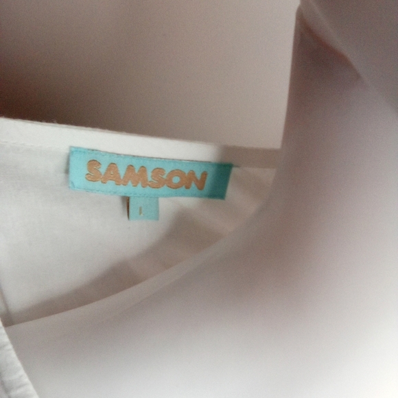 Women's Samson White Puff Sleeve Dress, Size Large, White - Picture 15 of 16